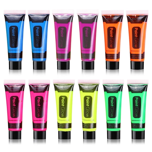 Pintura Corporal 12 Unidades Que Brillan En Colores Neón Oscuros