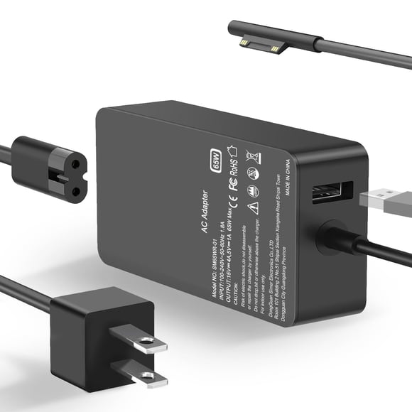 Cargador Skyvast de 65 W para Microsoft Surface Pro 9, 8, 7+, 7, 6, 5, 4, 3, X