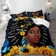 thumbnail image 1 of 3PCS Sexy Black Girl Duvet Cover Queen Set Pink Bag High Heels Get Naked Inspirational Quotes African American Bedding Set, 1 of 5