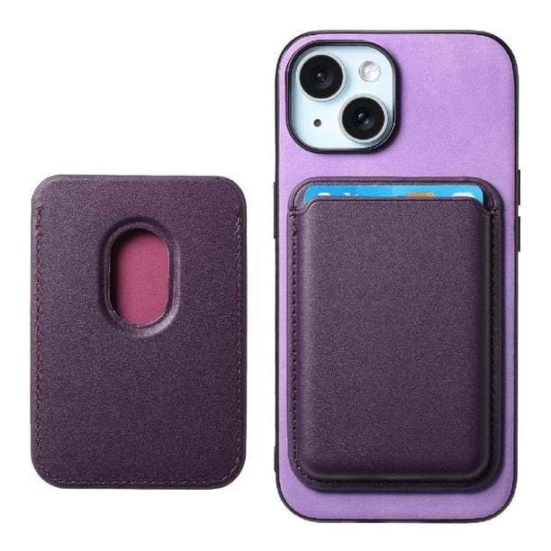 Funda de Cuero Magnética con Tarjetero para iPhone 14 Plus Cubierta Delgada Morado