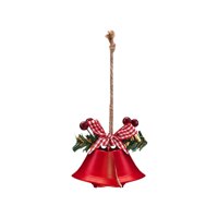 Magideal - Campana De Navidad Campanas De Metal De Navidad Decoración Colgante De Navidad Encantadora Hecha A Mano Con Lazo Para La Puerta Del Hogar Festivales Campana De 2 Trompetas Roja