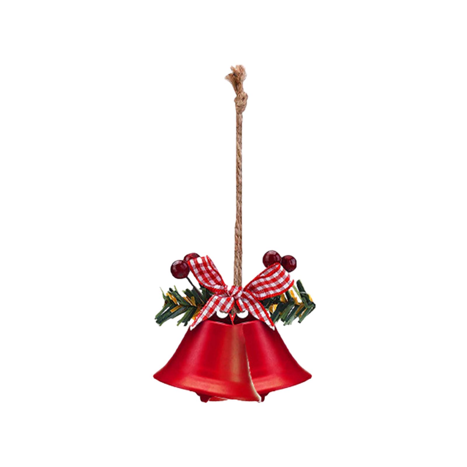 Magideal - Campana De Navidad Campanas De Metal De Navidad Decoración Colgante De Navidad Encantadora Hecha A Mano Con Lazo Para La Puerta Del Hogar Festivales Campana De 2 Trompetas Roja