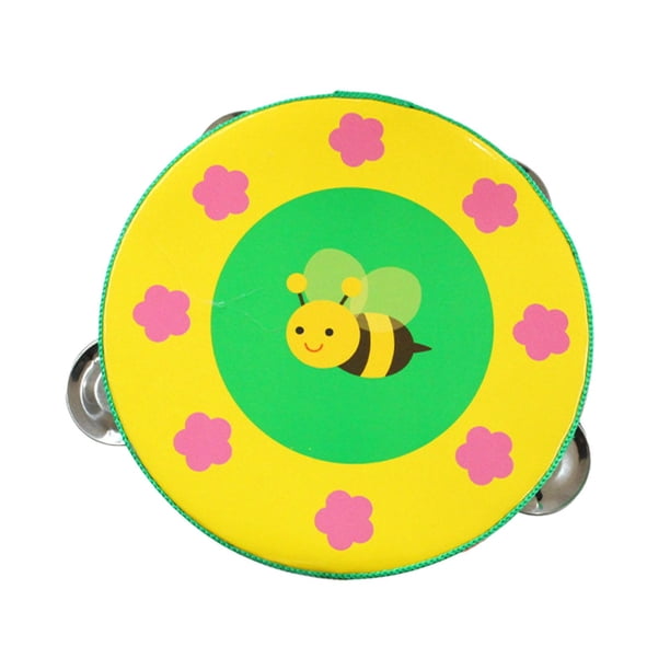 Pandereta de mano de madera de doble fila, instrumentos de percusión, tambor de mano, juguete educativo para juegos, juguetes, karaoke, niños pequeños 15 centímetros
