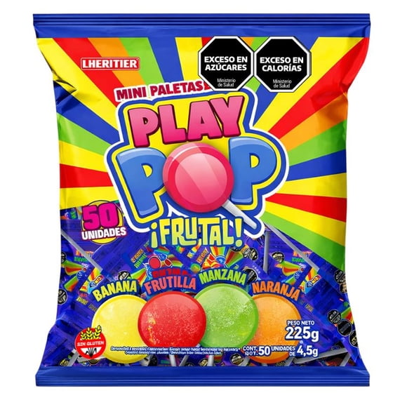 CHUPETIN MINI PALETA PLAY POP FRUTAL 225 GRS x 5