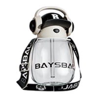 Bothyi - Linda Botella De Agua Para Niños Con Pajita De 650 Ml De Gran Capacidad Para Entrenamiento Deportivo Negro Transparente