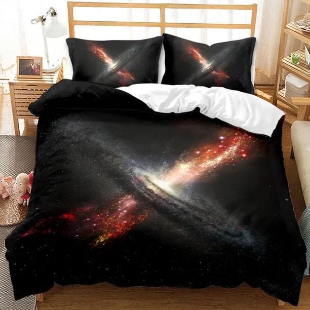 v988 Bed Sheets Galaxy Duvet Cover Set Single double Twin/Queen pcs/pcs/pcs bedding sets Universe Outer Space Themed Bed Linen 3-Piece Bedding Set (1 Duvet Cover + 2 Pillow Shams) Bed Sheets ju988