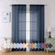 thumbnail image 1 of Cortinas Sheer Azul Marino Aiyufeng 84" (213 cm) de largo, juego de 2 paneles, voile suave con bolsillo para barra, para sala o dormitorio, cada panel 40" (102 cm) x 84" (213 cm), 1 of 8