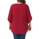thumbnail image 4 of Agnes Orinda Blusa Casual de Verano para Mujer Tallas Grandes con Topos Suizos, Mangas de Pétalo, Dobladillo Curvado y Cuello Redondo 3X Burdeos, 4 of 8