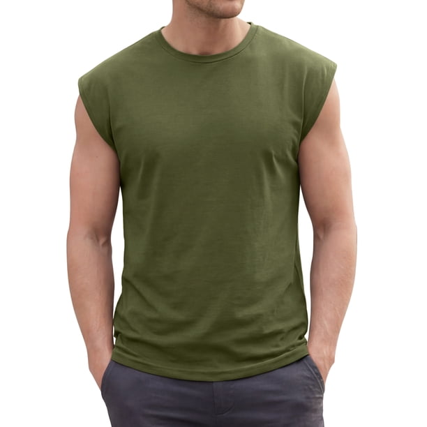Camiseta sin mangas de entrenamiento para hombre INSPIRE CHIC Ajuste holgado Gimnasio Verano Sin mangas XL Verde Oliva
