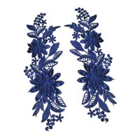 Magideal - Apliques De Encaje De 2 Piezas, Parches De Bordado Floral, Parches De Encaje, Adornos De Tela De Encaje Para La Decoración De La Artesanía De Costura Azul Oscuro