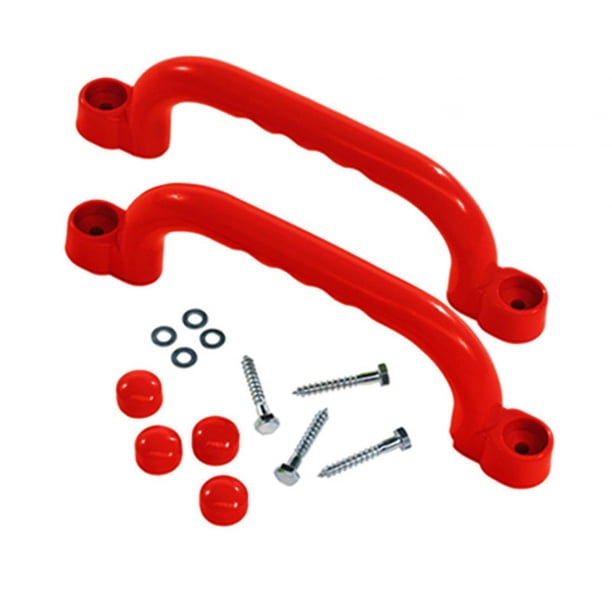 2 uds equipo de juegos, manijas de escalera de sala de juegos, accesorios para columpio de escalada, manija de seguridad multipropósito para columpio rojo
