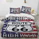 thumbnail image 1 of Historic Route 66 Mother Road Bedding Set Duvet Cover Bed Set Quilt Cover Pillowcase Comforter Size Boys Adult Bed Sheets, 1 of 5