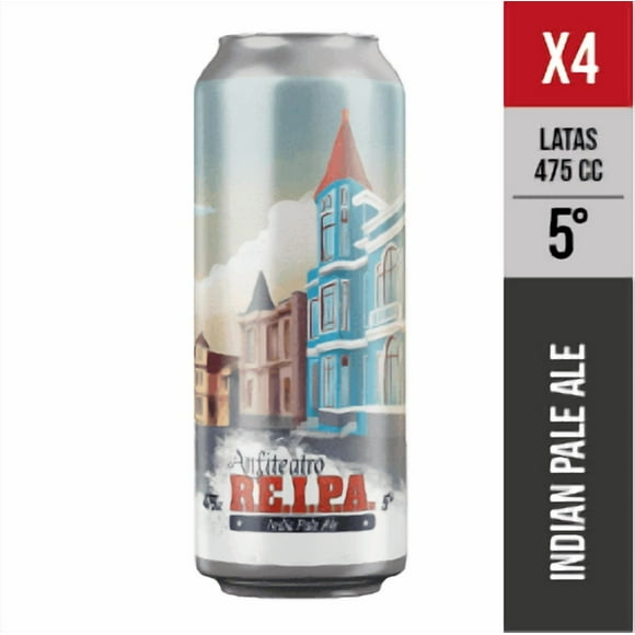 Pack x04 Re.I.P.A., 5° (Indian Pale Ale) - Cerveza artesanal Valparaiso - 475 mL
