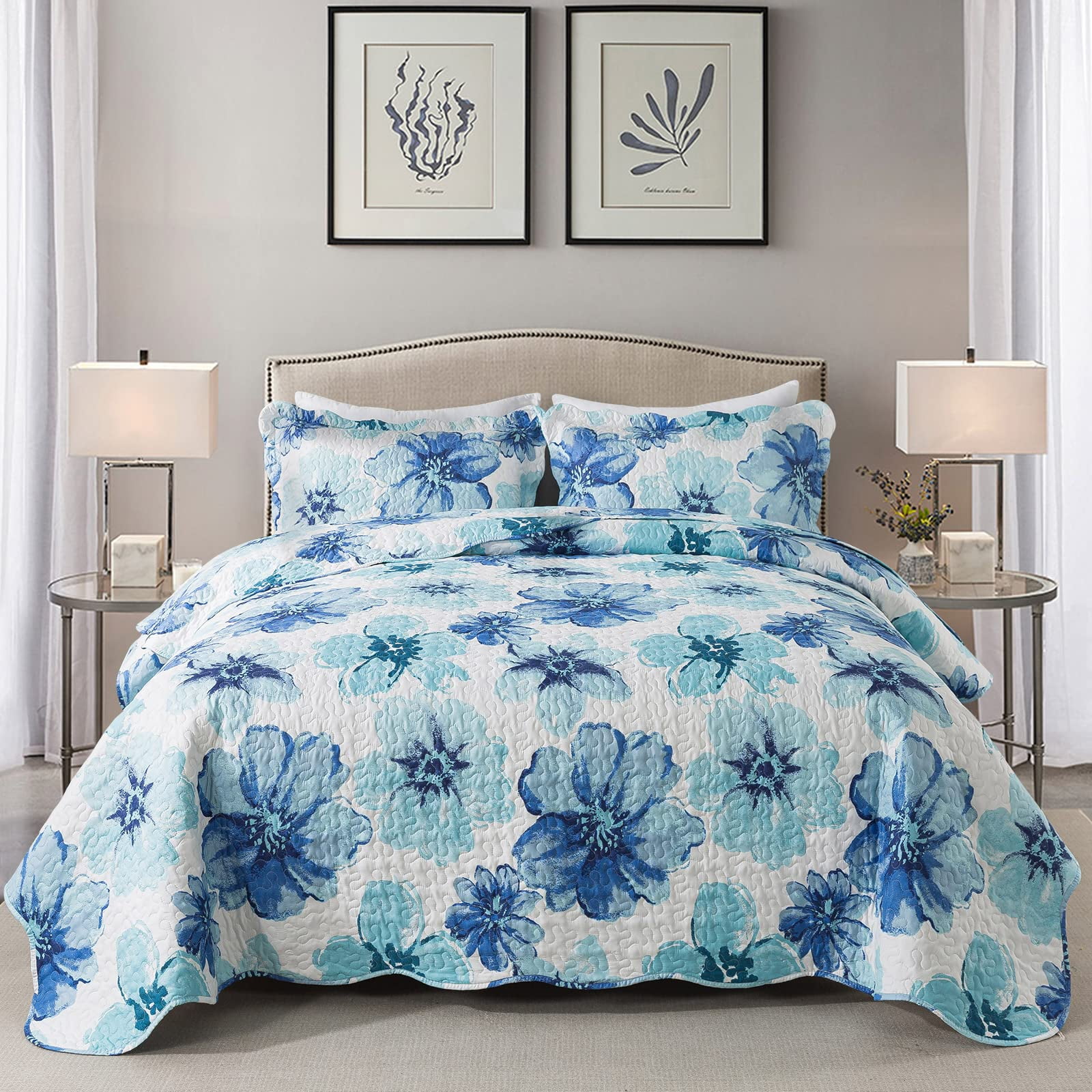 Honeilife - Juego De Cama Honei Life Queen, 229 X 244 Cm, Floral, Reversible