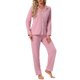 thumbnail image 4 of INSPIRE CHIC Conjunto de Pijamas para Mujer de Manga Larga con Botones, Cuello con Muesca, Ropa de Estar y Pantalones con Cordón y Bolsillos, Talla Mediana, Rosa, 4 of 6