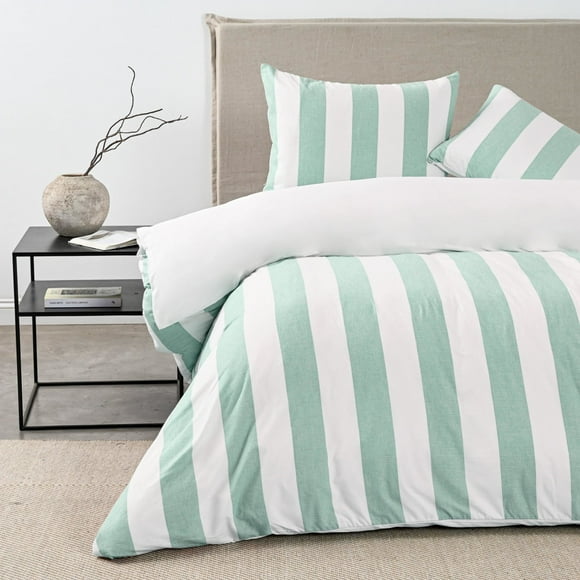 Funda Plumón 2 Plazas Stripe Sage Algodón