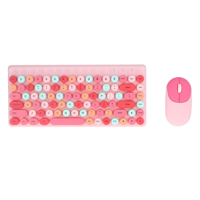 Venimport - Set Teclado Y Mouse Inalámbrico Ergonómico Rosado