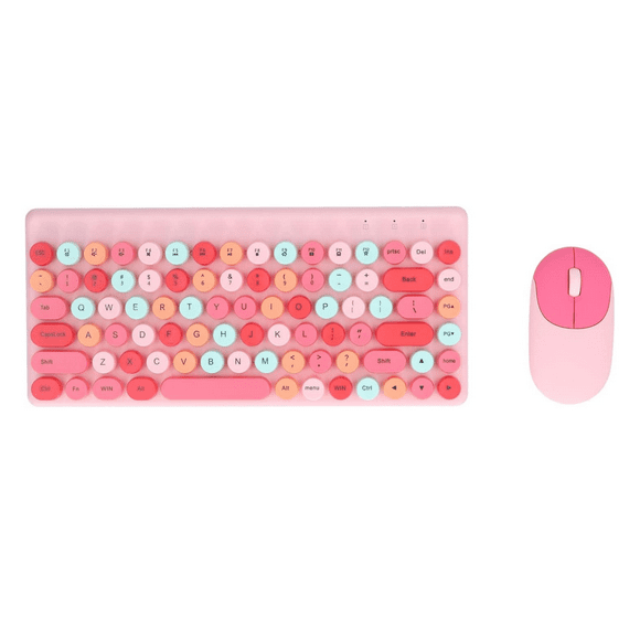 Set Teclado Y Mouse Inalámbrico Ergonómico Rosado