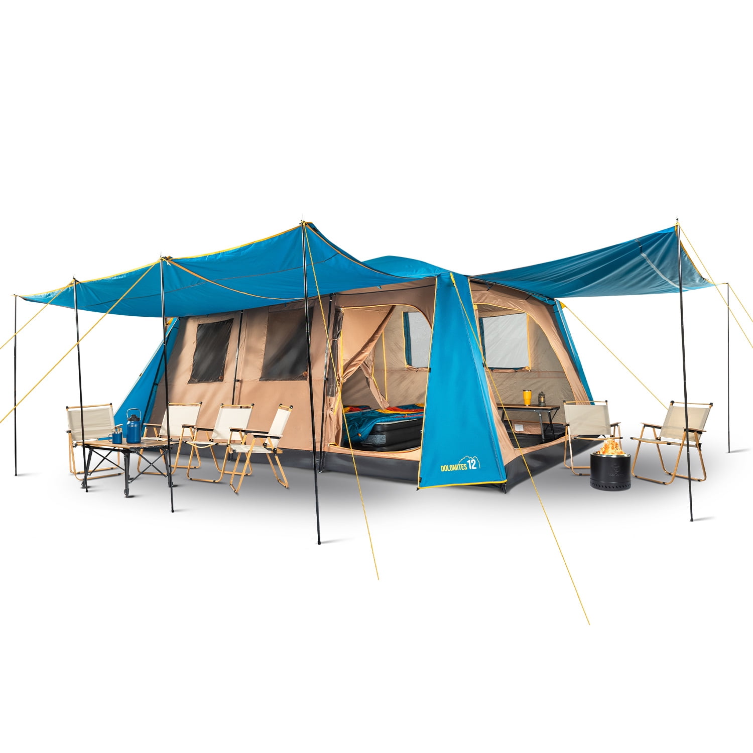 Discovery - Carpa Camping Dolomites 12, 12 Personas Techo Largo 3000 Mm Doble Toldo