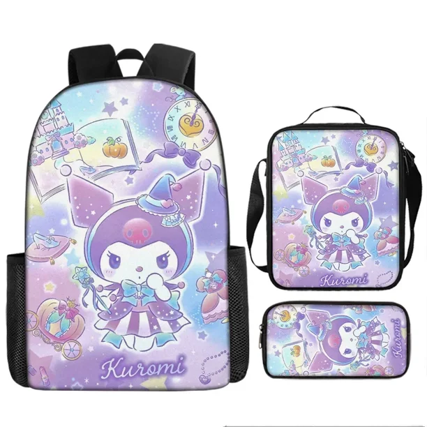 Sanrio Hello Kitty Kuromi 3PC-Set Primary and Middle School Cute Backpack Lunch Pencil Bag Large-capacity Sports Backpack