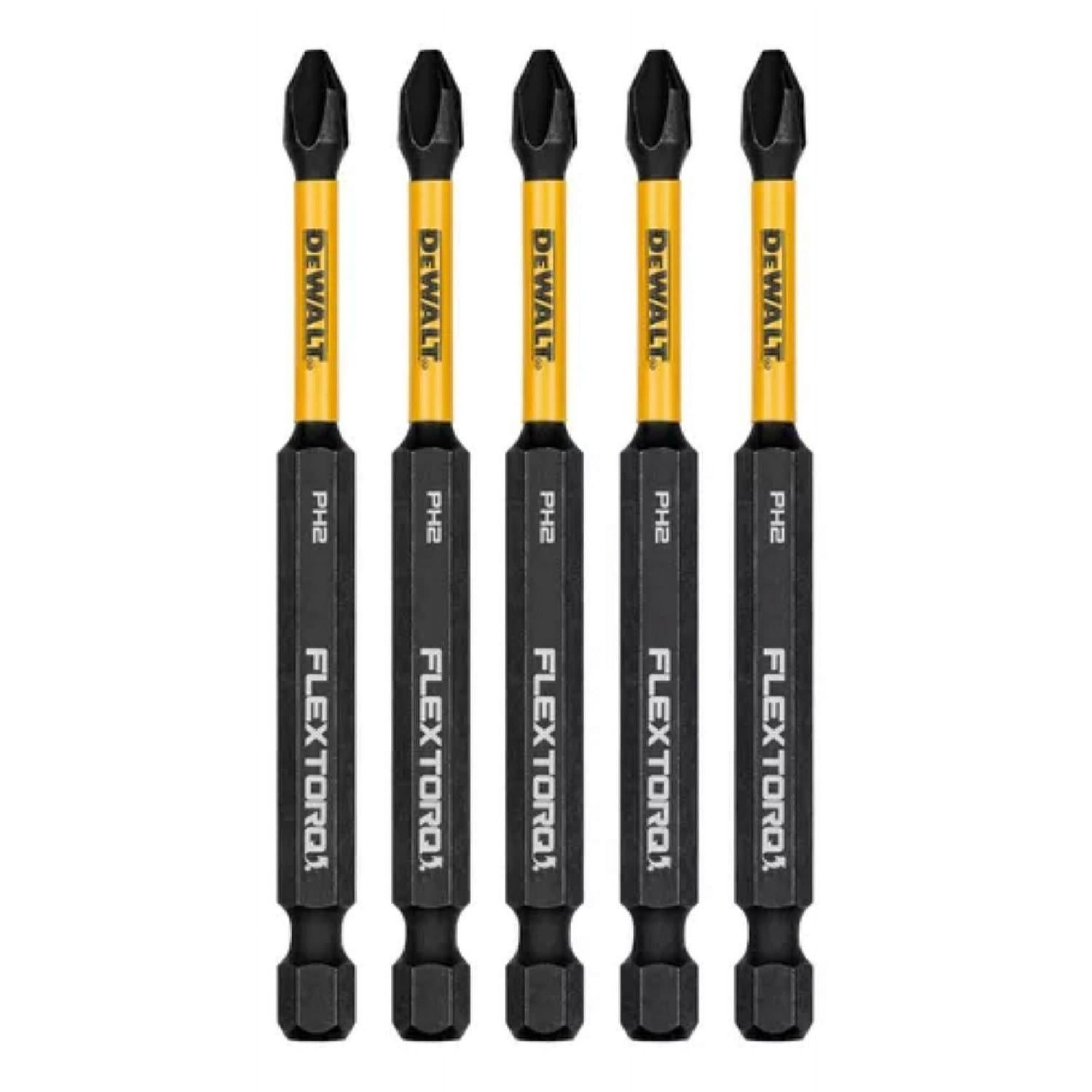 Set 5 Puntas Phillips#2 3-1/2 Flextorq Dewalt Dwaf3ph2ir5 Negro 15x7x1
