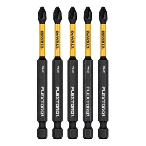 Set 5 Puntas Phillips#2 3-1/2 Flextorq Dewalt Dwaf3Ph2Ir5 Negro 15X7X1