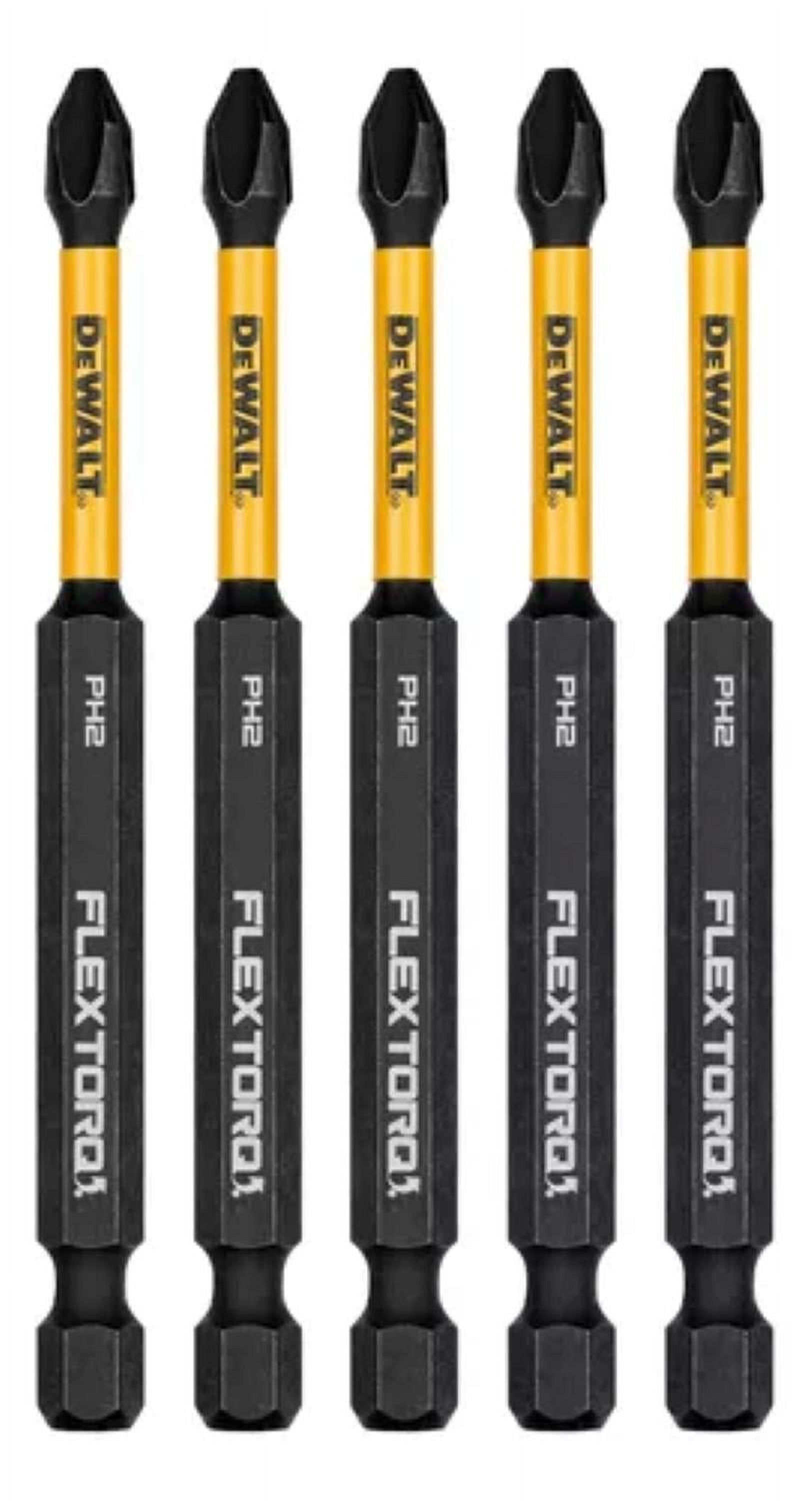 Set 5 Puntas Phillips#2 3-1/2 Flextorq Dewalt Dwaf3Ph2Ir5 Negro 15X7X1