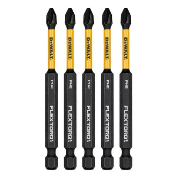 Set 5 Puntas Phillips#2 3-1/2 FlexTorq Dewalt DWAF3PH2IR5 negro 15x7x1