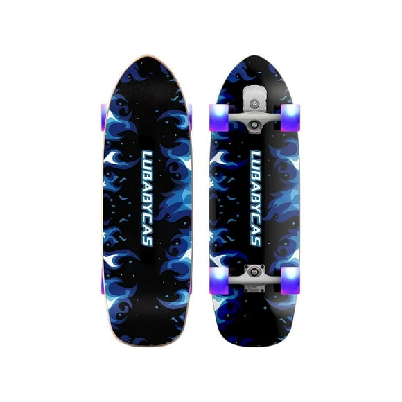Skate Patineta De Madera Con Luces Freestyle Azul LuBabycas