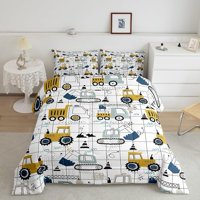 Milsleep - Feelyou Construcción Juego De Edredón Twin Size Kids Excavadora Tractor Toddler