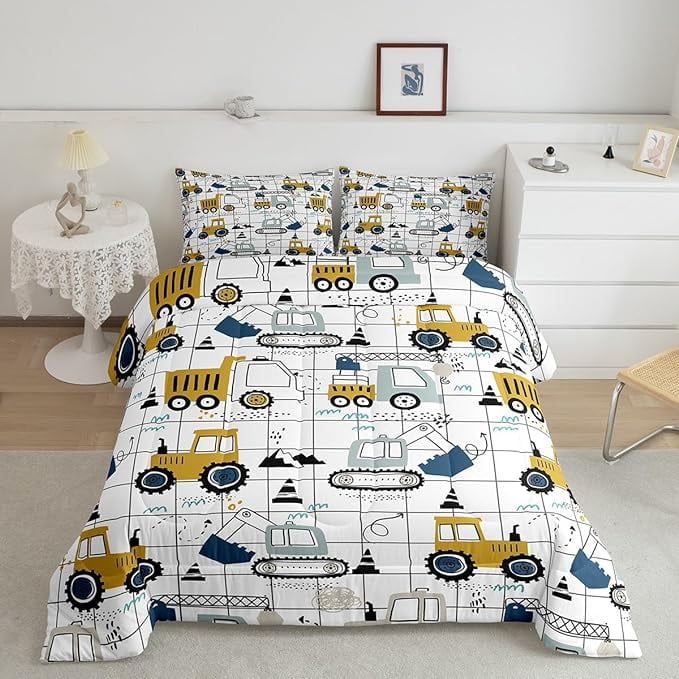 Milsleep - Feelyou Construcción Juego De Edredón Twin Size Kids Excavadora Tractor Toddler