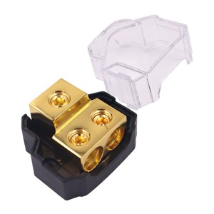 Magideal - Bloque De Distribución De Energía De 2 Vías, Divisor De Amplificador, Cubierta Transparente, Bloque De Conexión Para Rv,Atv, Vehículos, Accesorio Resi Cobre