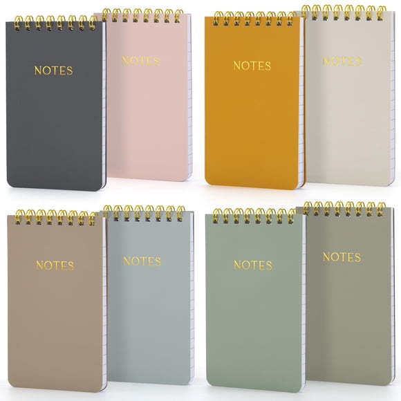 Cuadernos ZICOTO juego de 8, 3x5" encuadernación en espiral