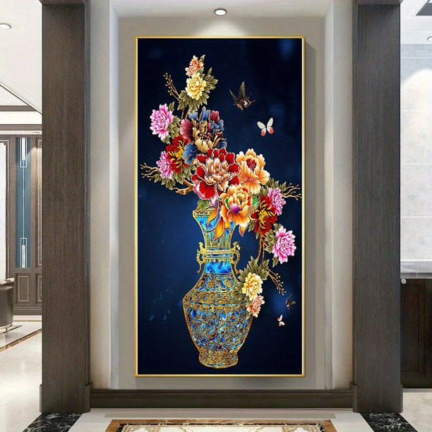 1pc Frameless Flower Oil Painting In Vase Wall Art Printed On Canvas Pictures For Living Room Modern Posters And Prints Home Decor, No Frame