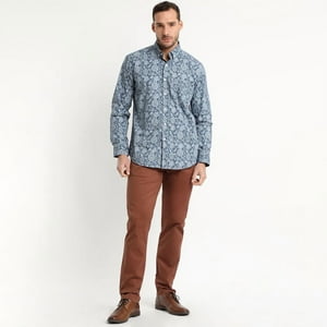 Truval - Camisa Trevira Estampada Celeste