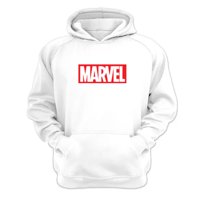 Genérico - Polerón Canguro Logo Comic Blanco Talla S Unisex