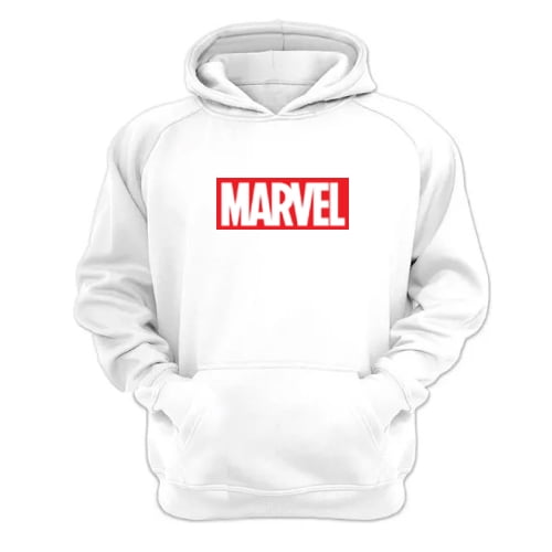 Polerón Canguro Logo Comic Blanco Talla L Unisex