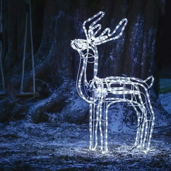 Reno Navideño Luz Led Solar Decorativo 90cm Luz Blanca
