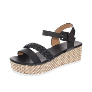 Sandalia Plataforma Negro Vía Franca