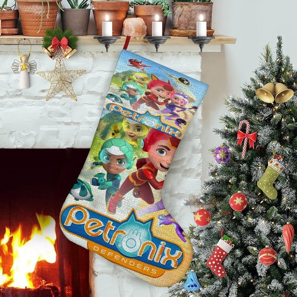 Defensores de Petronix Tema: Calcetines de Navidad, fino lino blanco para colgar en escaleras y chimenea, decoración navideña para el hogar, regalo de Navidad.54cm×38cm