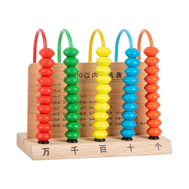 Montessori Abacus Toy, Math Counting Bead Abacus, Juego de aprendizaje Agregar Restar Abacus Juguete educativo Marco de de madera, para jardín 5 filas