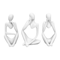 Magideal - Conjunto De 3 Piezas Con Estatuas Y Esculturas Que La Gente Piensa, Decoración De Mesa, Pieza De Colección, Arte Moderno, Hecho A Mano Para Estudio, Blanco