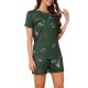 thumbnail image 4 of INSPIRE CHIC Conjunto de Pijama para Mujer de 2 Piezas con Bolsillos, Mangas Cortas, Conjunto de Ropa de Estar en Casa, Camiseta y Pantalones, Talla L, Verde, 4 of 6