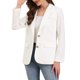 thumbnail image 4 of INSPIRE CHIC Blazer de Mujer con Solapa de Muesca, Manga Larga, Traje de Trabajo de un Solo Pecho, Talla L, Blanco, 4 of 6