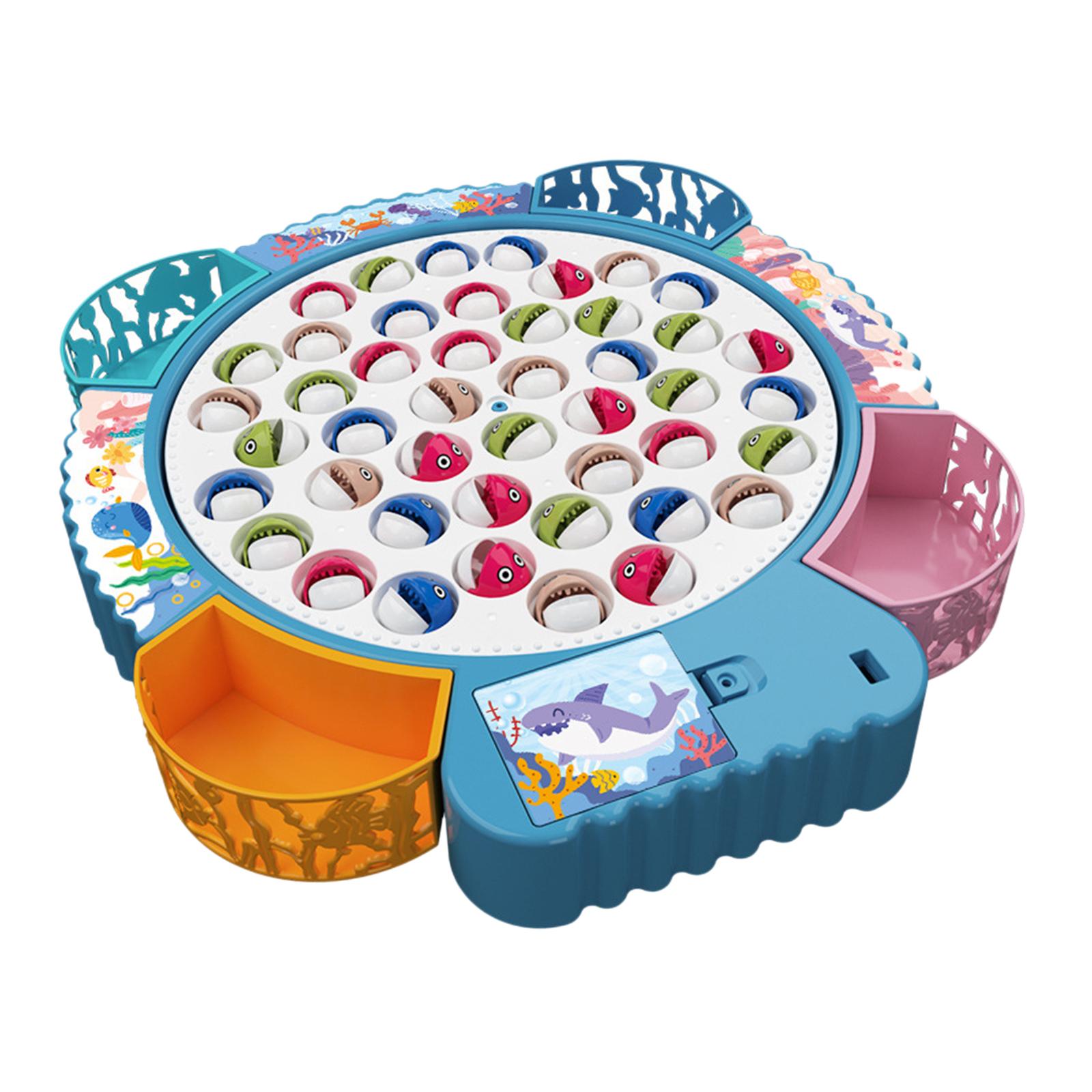 Magideal - Juego De Pesca Para 1-4 Jugadores Juguete De Pesca Eléctrico Con Música Práctica Educativa Temprana Habilidades Motoras Juego De Roles Para La Familia Azul Grande