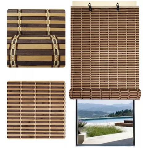 Genérico - Cortina Bambú Persiana Bicolor 60X150 Cm Beiti Nuevos Diseños