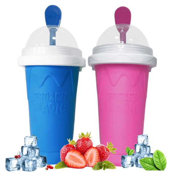 Vaso para hacer granizados REGNBUE Magic Slushy Maker, 2 unidades, azul y rojo