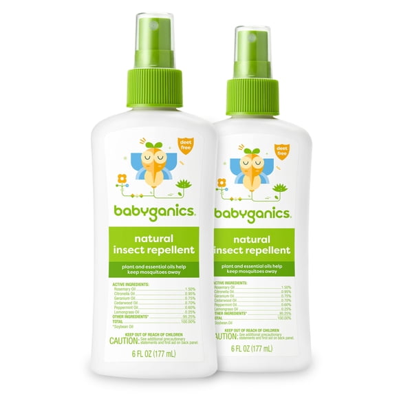 Aerosol para insectos Babyganics, 177 ml, paquete de 2 aceites esenciales vegetales