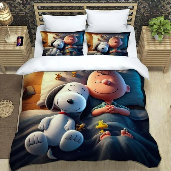 New Snoopy bedding comforter sets,Snoopy Duvet Cover Set, Snoopy Cartoon Fans Quilt Cover, Home Textile single double Bed Sheets