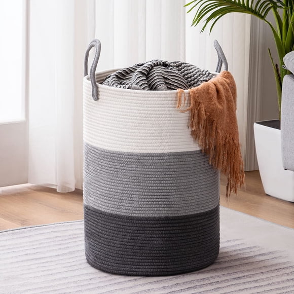Cesto de ropa sucia YOUDENOVA, cuerda tejida, 58 L, gris oscuro